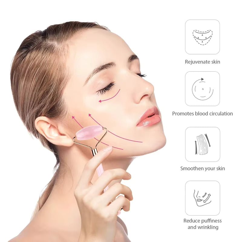GlowStone™ Rose Quartz Roller & Gua Sha Set
